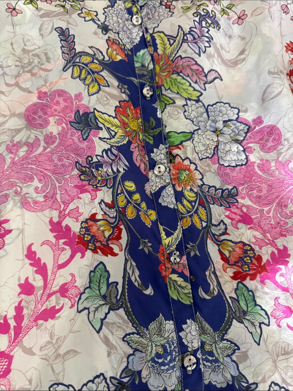 Floral Multi-Color Sheer Button-Up Blouse - Picture 4 of 5